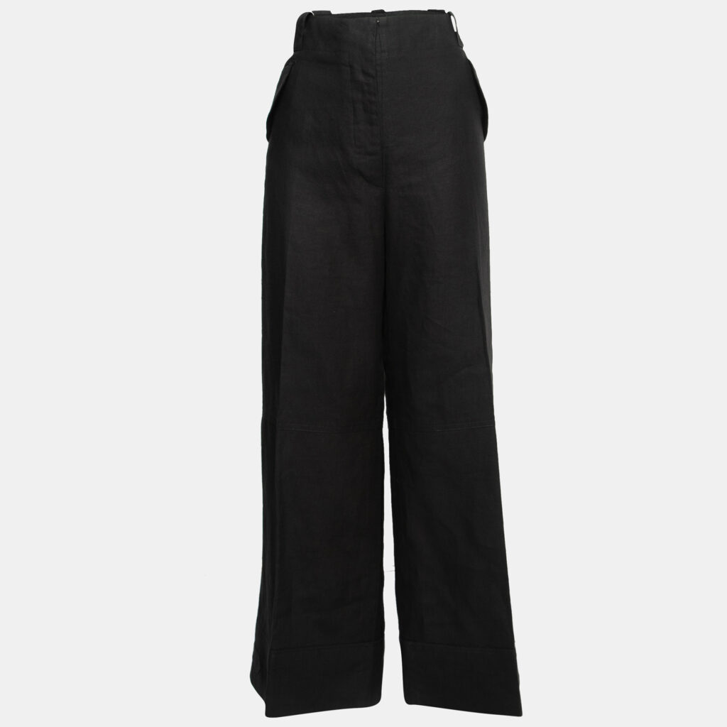 luxury-women-gianfranco-ferre-used-clothes-p726097-002 Gianfranco Ferre Vintage Black Linen Wide Leg Trousers L