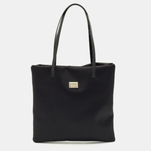 Gianfranco Ferre Black Nylon Flat Tote
