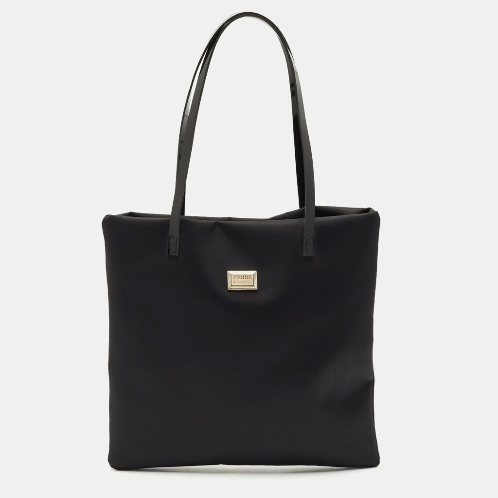 luxury-women-gianfranco-ferre-used-handbags-p1166875-013 Gianfranco Ferre Black Nylon Flat Tote