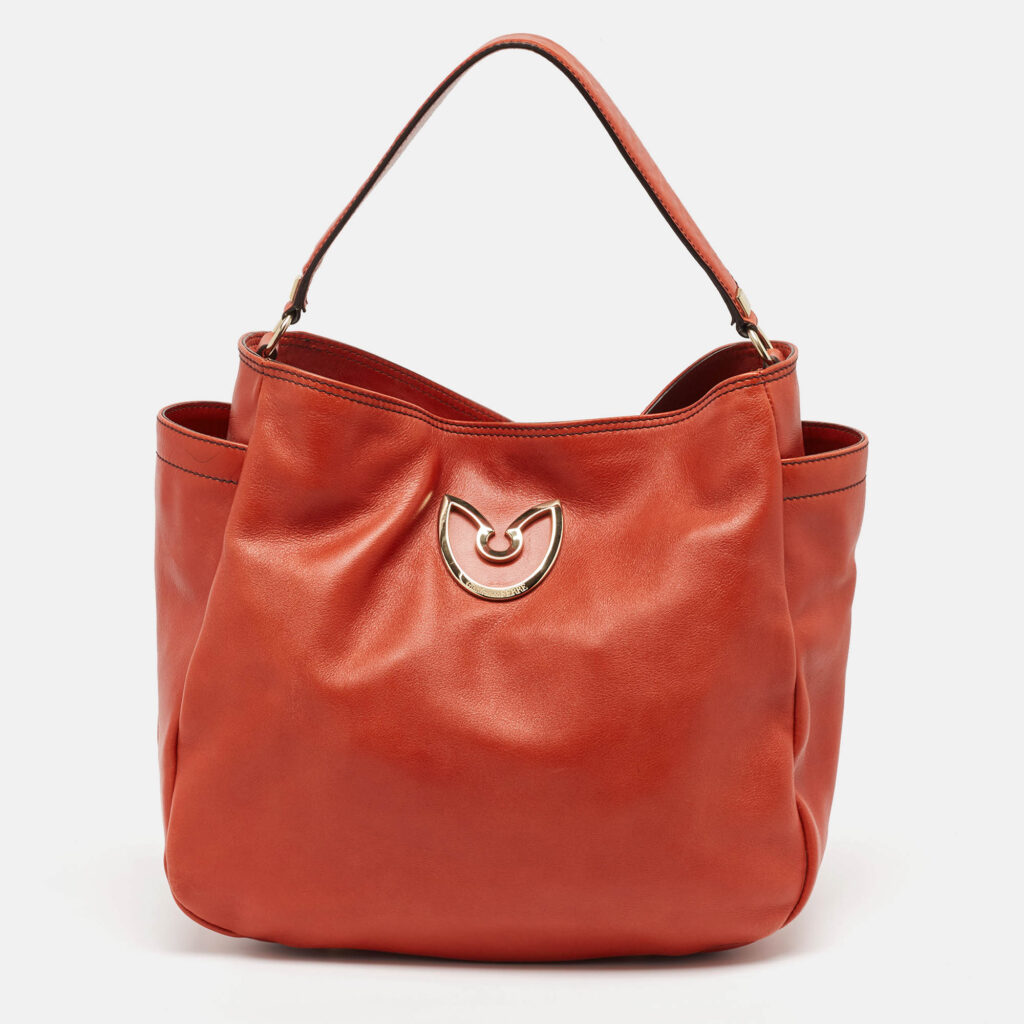 luxury-women-gianfranco-ferre-used-handbags-p978965-013 Gianfranco Ferre Dark Orange Leather Hobo