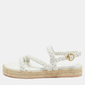 Gianvito Rossi White Braided Leather Espadrille Platform Sandals Size 41