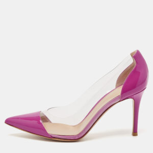 Gianvito Rossi Pink Patent Leather and PVC Plexi Pumps Size 38.5