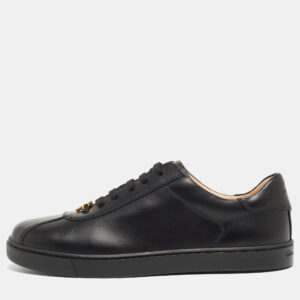 Gianvito Rossi Black Leather Low Top Sneakers Size 38.5
