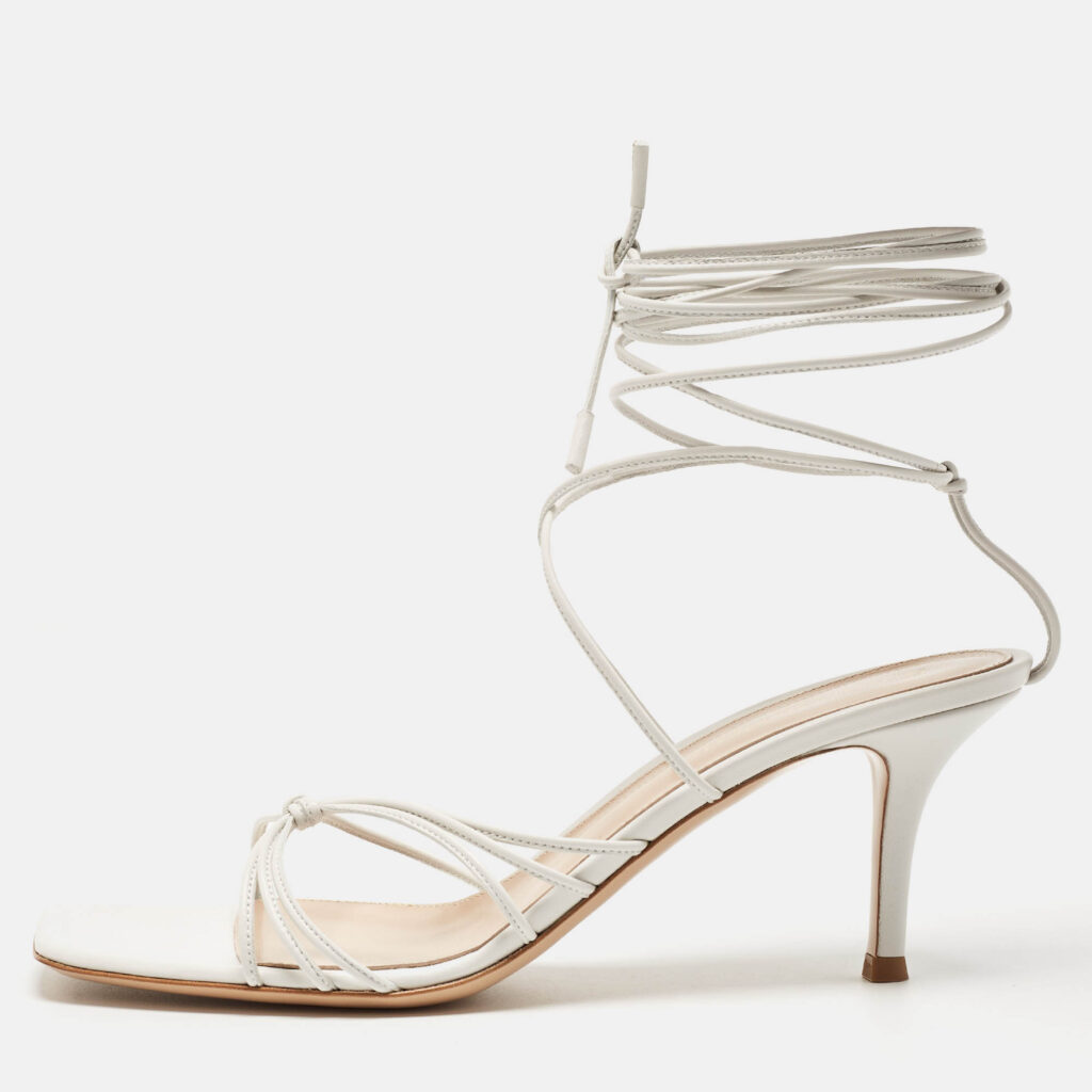 luxury-women-gianvito-rossi-new-shoes-p952850-011 Gianvito Rossi White Leather Sylvie Sandals Size 38.5