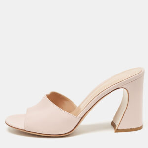 Gianvito Rossi Pink Leather Wynn Mules Size 38.5