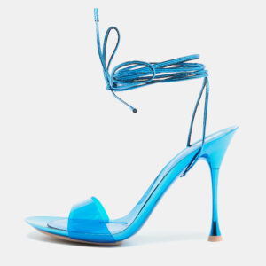 Gianvito Rossi Blue PVC and Leather Spice Sandals Size 38