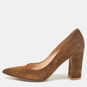 Gianvito Rossi Brown Suede Block Heel Pumps Size 37