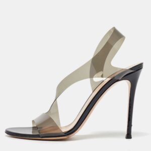 Gianvito Rossi Black PVC Metropolis Slingback Sandals Size 40