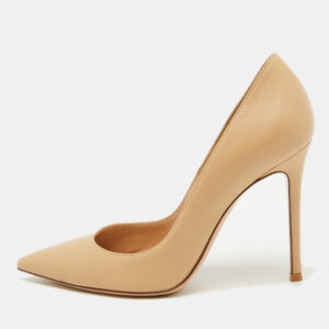 Gianvito Rossi Beige Leather Pointed Toe Pumps Size 38