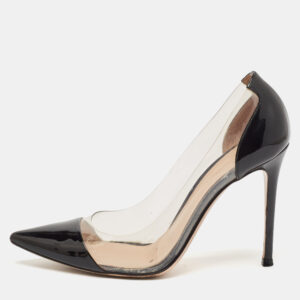 Gianvito Rossi Black Patent Leather and PVC Plexi Pumps Size 38