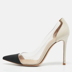 Gianvito Rossi Black/White Leather and PVC Plexi Pumps Size 39