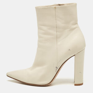 Gianvito Rossi Cream Leather Lyell Ankle Length Boots Size 39