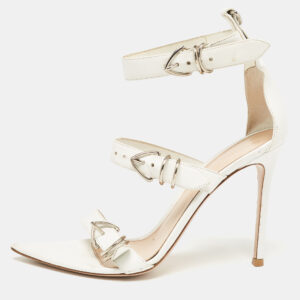 Gianvito Rossi White Leather Belted Ankle-Strap Sandals Size 39