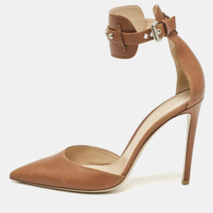 Gianvito Rossi Brown Leather Studded Ankle Cuff Pumps Size 40