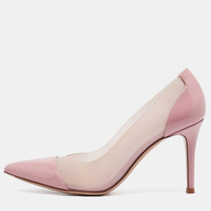 Gianvito Rossi Pink Patent Leather and PVC Plexi Pumps Size 36
