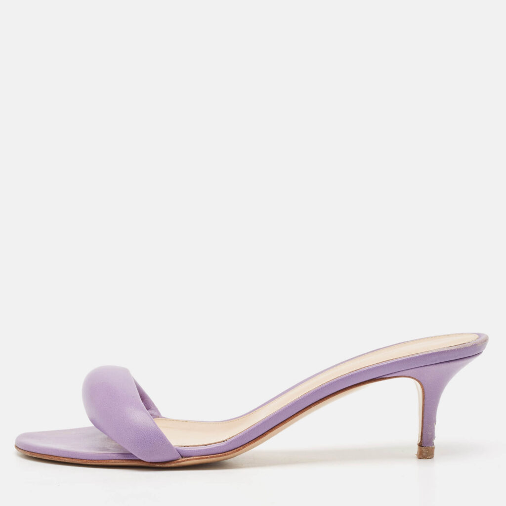 luxury-women-gianvito-rossi-used-shoes-p1110413-010 Gianvito Rossi Purple Leather Elle Slide Sandals Size 40