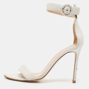 Gianvito Rossi White Leather Portofino Sandals Size 37.5