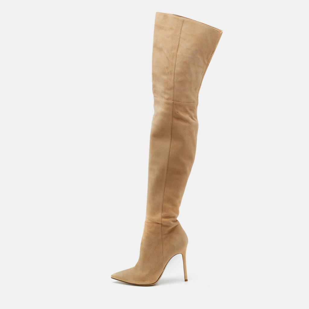 Gianvito Rossi Beige Suede Over The Knee Boots Size 36