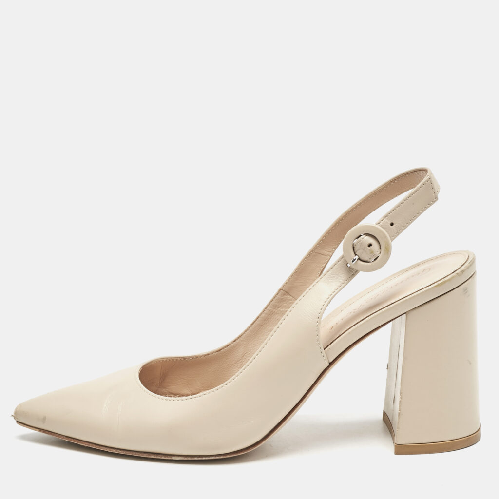 Gianvito Rossi Beige Leather Agathe Slingback Pumps Size 36