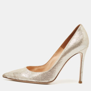 Gianvito Rossi Metallic Suede Pointed Toe Pumps Size 40