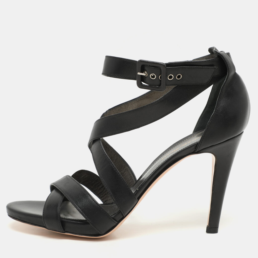 Gianvito Rossi Black Leather Ankle Strap Sandals Size 41