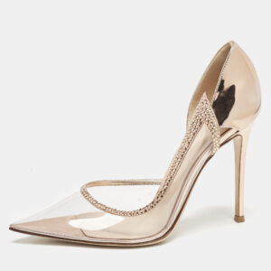 Gianvito Rossi Rose Gold Leather and PVC Leif D'orsay Pumps Size 40