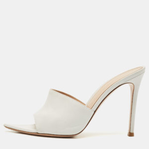 Gianvito Rossi White Leather Alise Slide Sandals Size 37.5