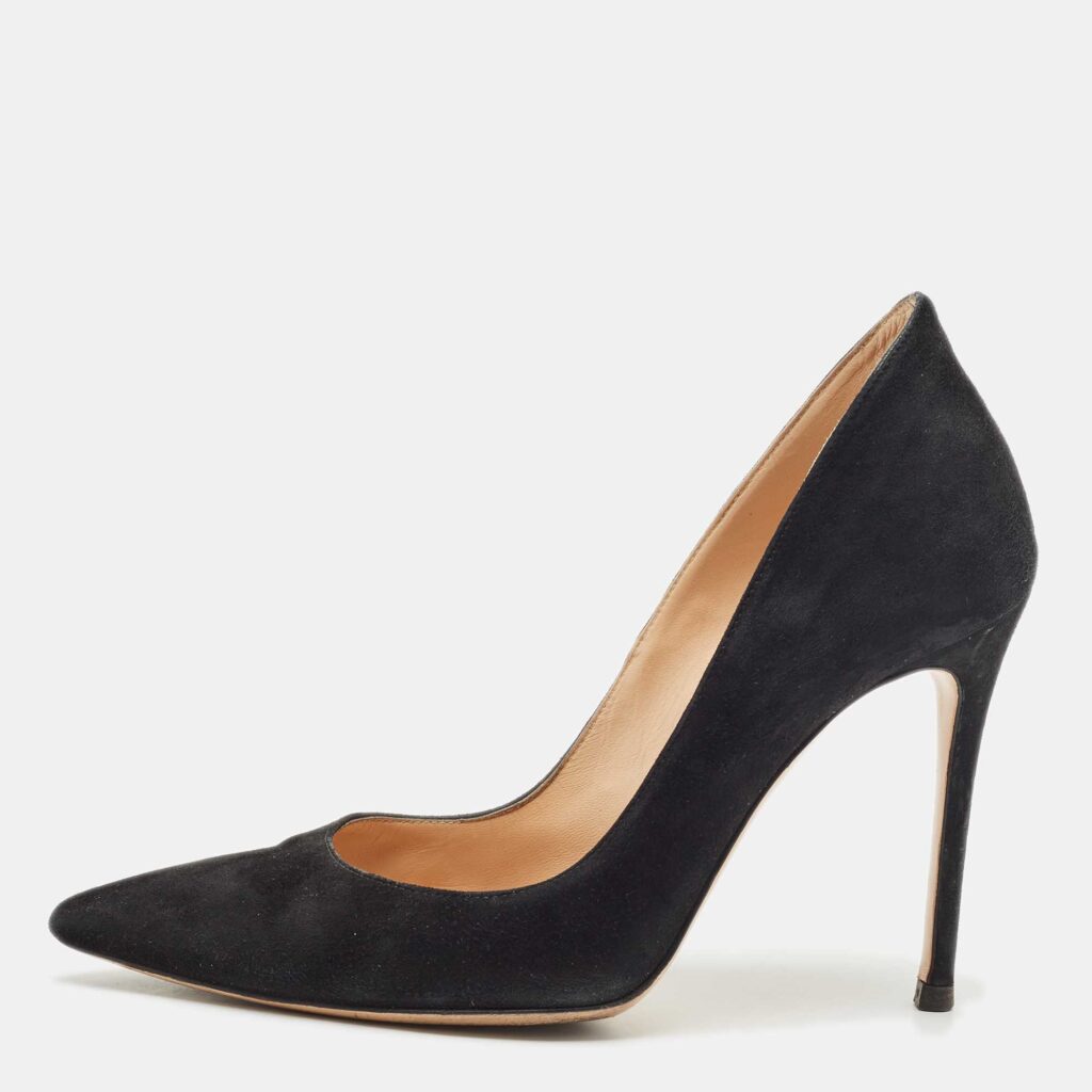 luxury-women-gianvito-rossi-used-shoes-p1152003-003 Gianvito Rossi Black Suede Pointed Toe Pumps Size 39