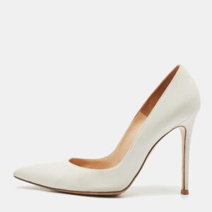 Gianvito Rossi White Leather Gianvito 105 Pointed Toe Pumps Size 39