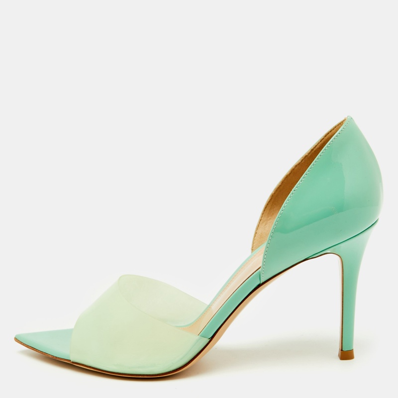 luxury-women-gianvito-rossi-used-shoes-p1152763-1747378026-011 Gianvito Rossi Mint Green PVC and Patent Leather Bree Pumps Size 38.5