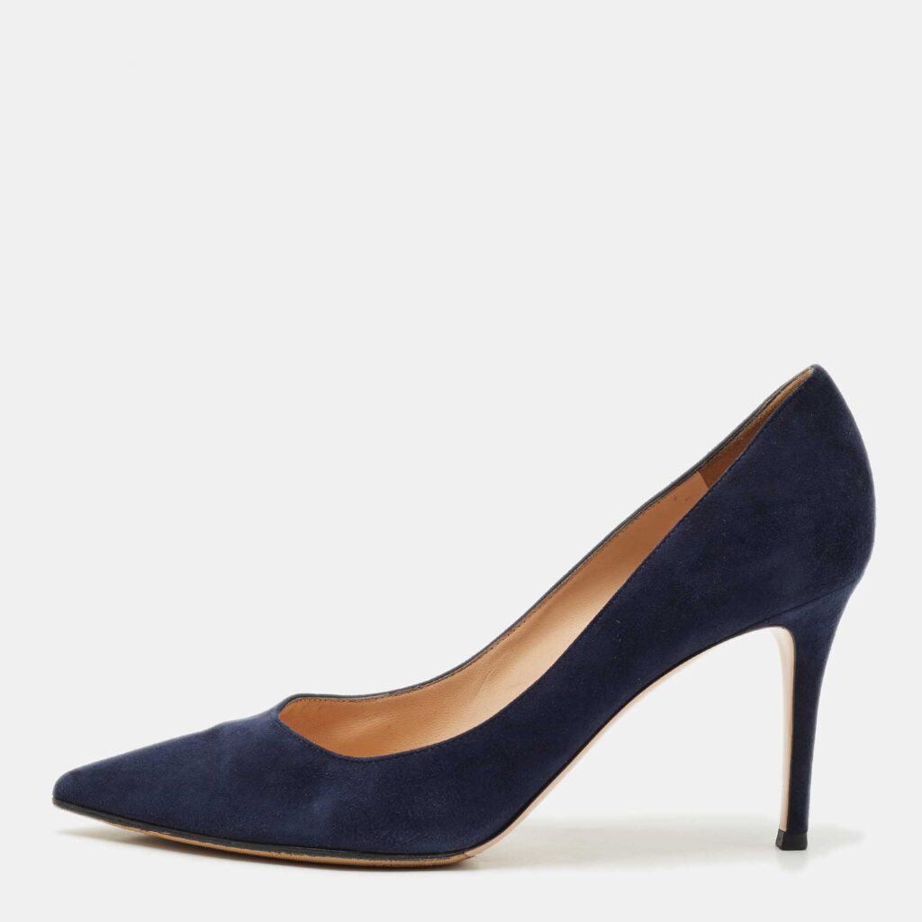 luxury-women-gianvito-rossi-used-shoes-p1155142-003 Gianvito Rossi Black Suede Gianvito 85 Pointed Toe Pumps Size 40