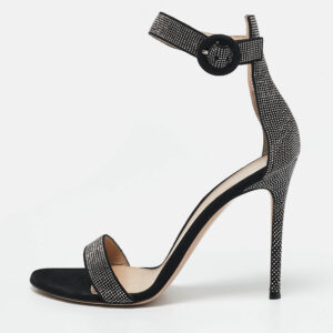 Gianvito Rossi Black Suede Studded Lennox Sandals Size 40