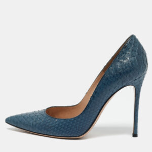 Gianvito Rossi Blue Python Leather Gianvito Pointed Toe Pumps Size 40