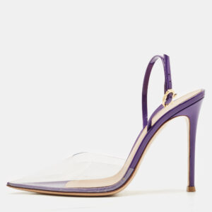 Gianvito Rossi Purple Patent Leather and PVC Ribbon Pumps Size 38