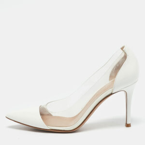 Gianvito Rossi White Patent Leather and PVC Plexi Pumps Size 36
