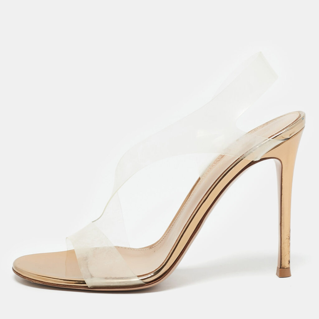 luxury-women-gianvito-rossi-used-shoes-p1163597-002 Gianvito Rossi Transparent PVC Metropolis Ankle Strap Sandals Size 37.5