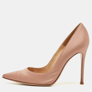 Gianvito Rossi Beige Satin 105 Pointed Toe Pumps Size 37.5