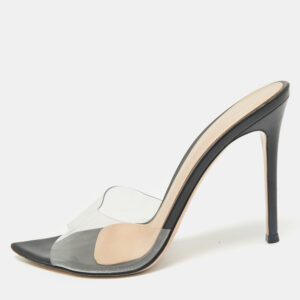 Gianvito Rossi Black PVC Elle Slide Sandals Size 38