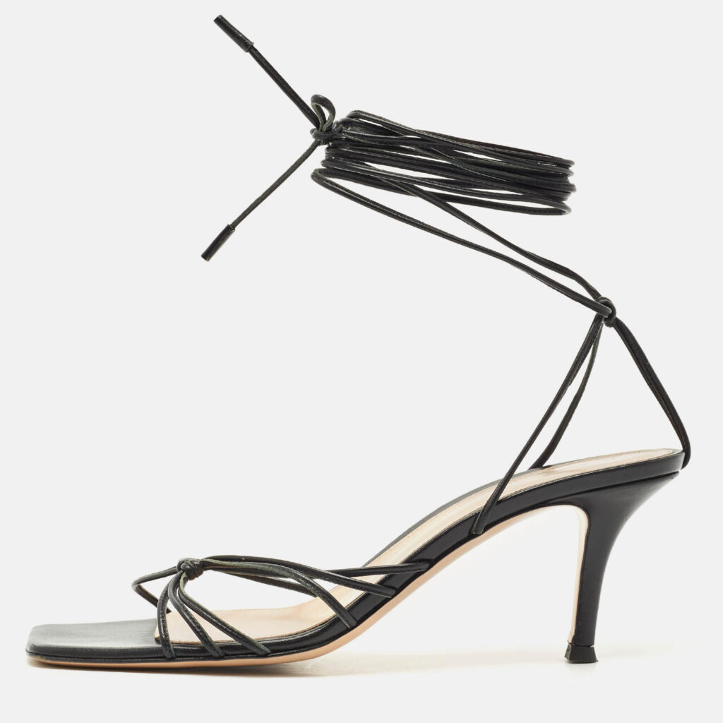 luxury-women-gianvito-rossi-used-shoes-p1169888-010 Gianvito Rossi Black Leather Sylvie Sandals Size 37.5