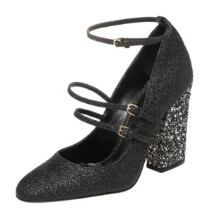 Sergio Rossi Black Glitter Betty Mary Jane Pumps Size 36