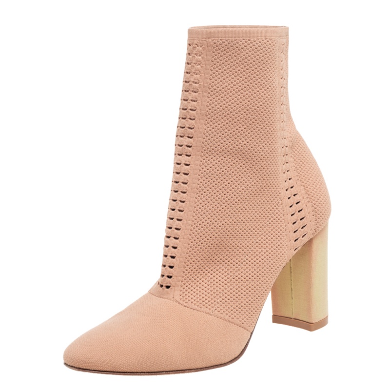 luxury-women-gianvito-rossi-used-shoes-p515253-1635759397-005-2 Gianvito Rossi Beige Knit Fabric Bouclé Katie Ankle Boots Size 39