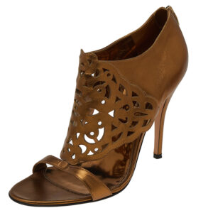 Gianvito Rossi Metallic Gold Leather Open Toe Sandals Size 40