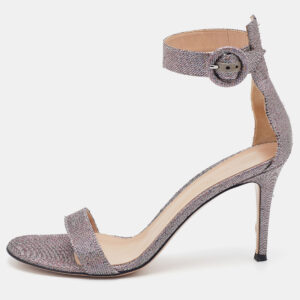 Gianvito Rossi Multicolor Metallic Lurex Fabric Ankle Strap Sandals Size 39