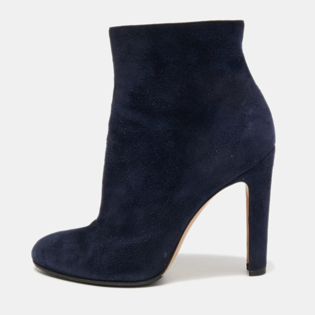 luxury-women-gianvito-rossi-used-shoes-p750846-001 Gianvito Rossi Navy Blue Suede Ankle Booties Size 37