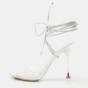 Gianvito Rossi Transparent PVC and Leather Spice Ankle Tie Sandals Size 36