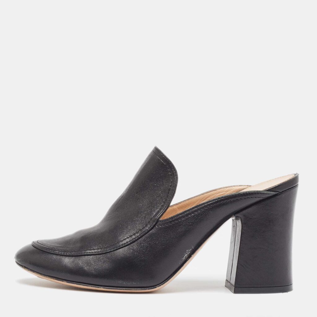 luxury-women-gianvito-rossi-used-shoes-p961670-004 Gianvito Rossi Black Leather Slides Sandals Size 38