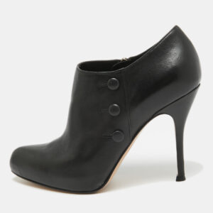 Gianvito Rossi Black Leather Ankle Booties Size 36.5