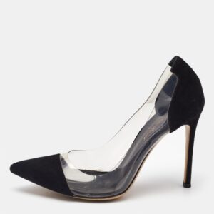 Gianvito Rossi Black Suede and PVC Plexi Pumps Size 38.5