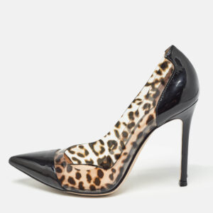 Gianvito Rossi Black/Brown Patent Leather and PVC Plexi  Pumps Size 36.5