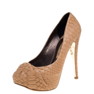 Gina Beige Python Elle Platform Pumps Size 38.5